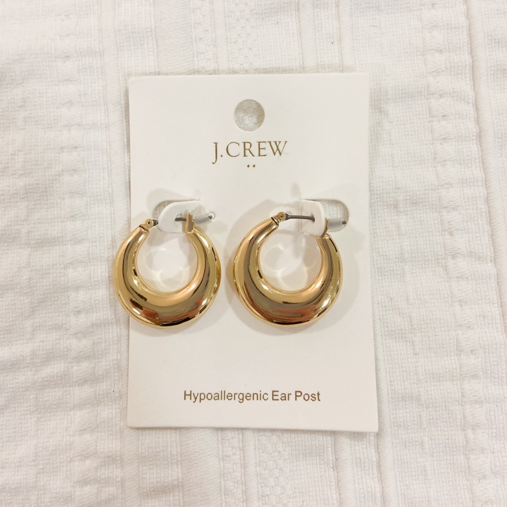 NWT J. Crew Round Puff Hoop Earrings